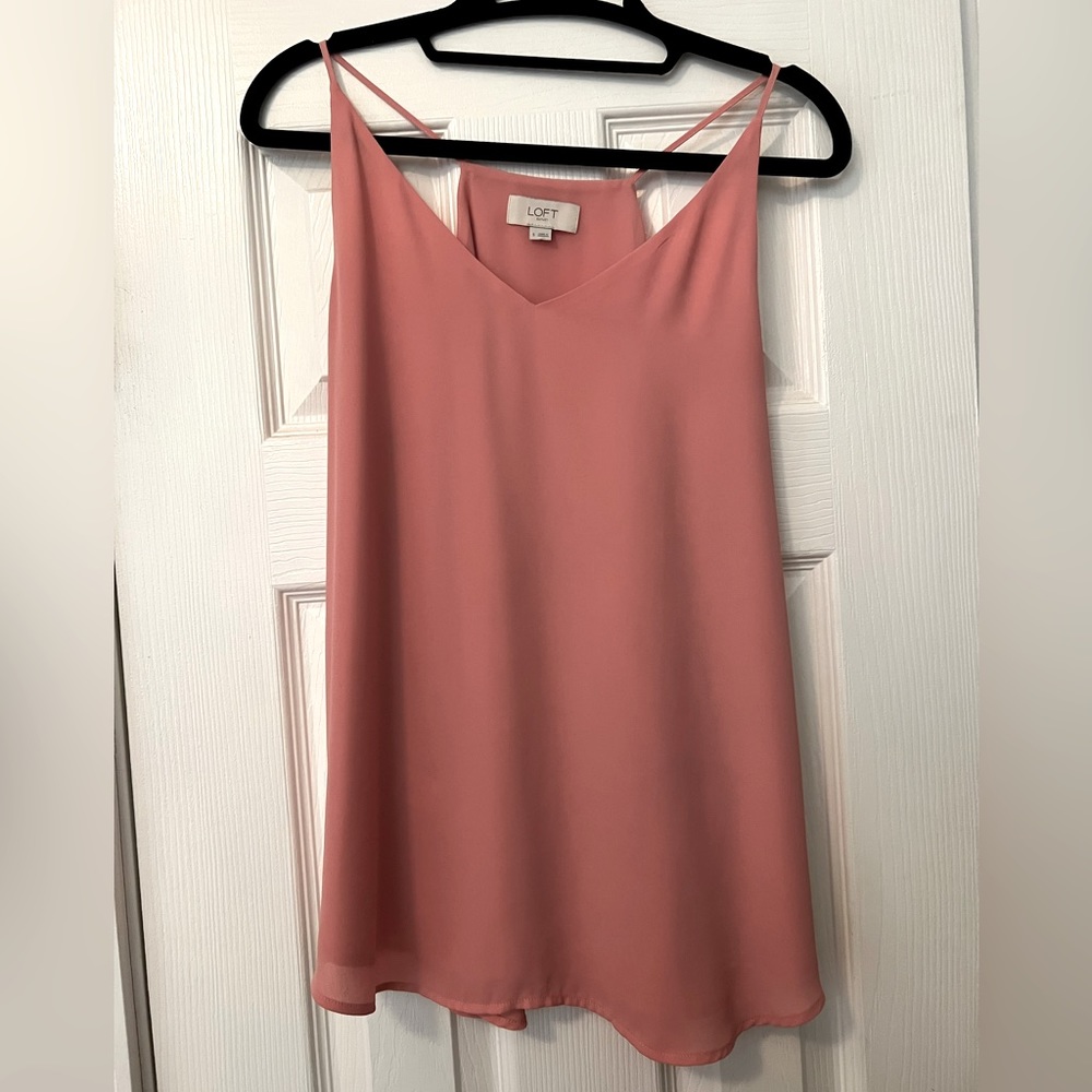 LOFT chiffon pink tank top